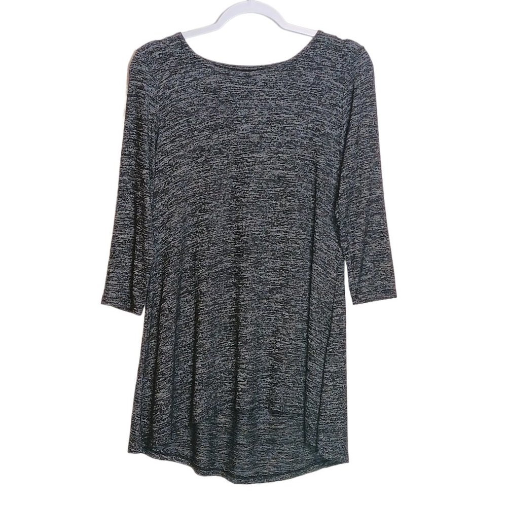 Lildy Long Sleeve Pleated Back Knit Tunic Blouse Heather Gray Size S-M